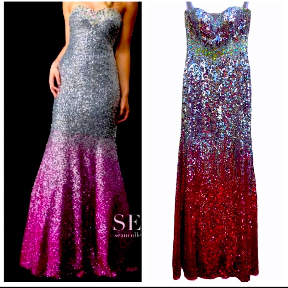 Tony Bowls Pink Silver Ombré Sequin Mermaid
Pageant Prom Special Occasion Dress